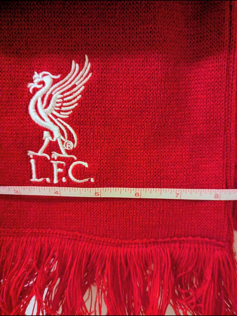 2012 ​Official Liverpool FC Scarf Red White Knit Bar Fringe Soccer Football Fan